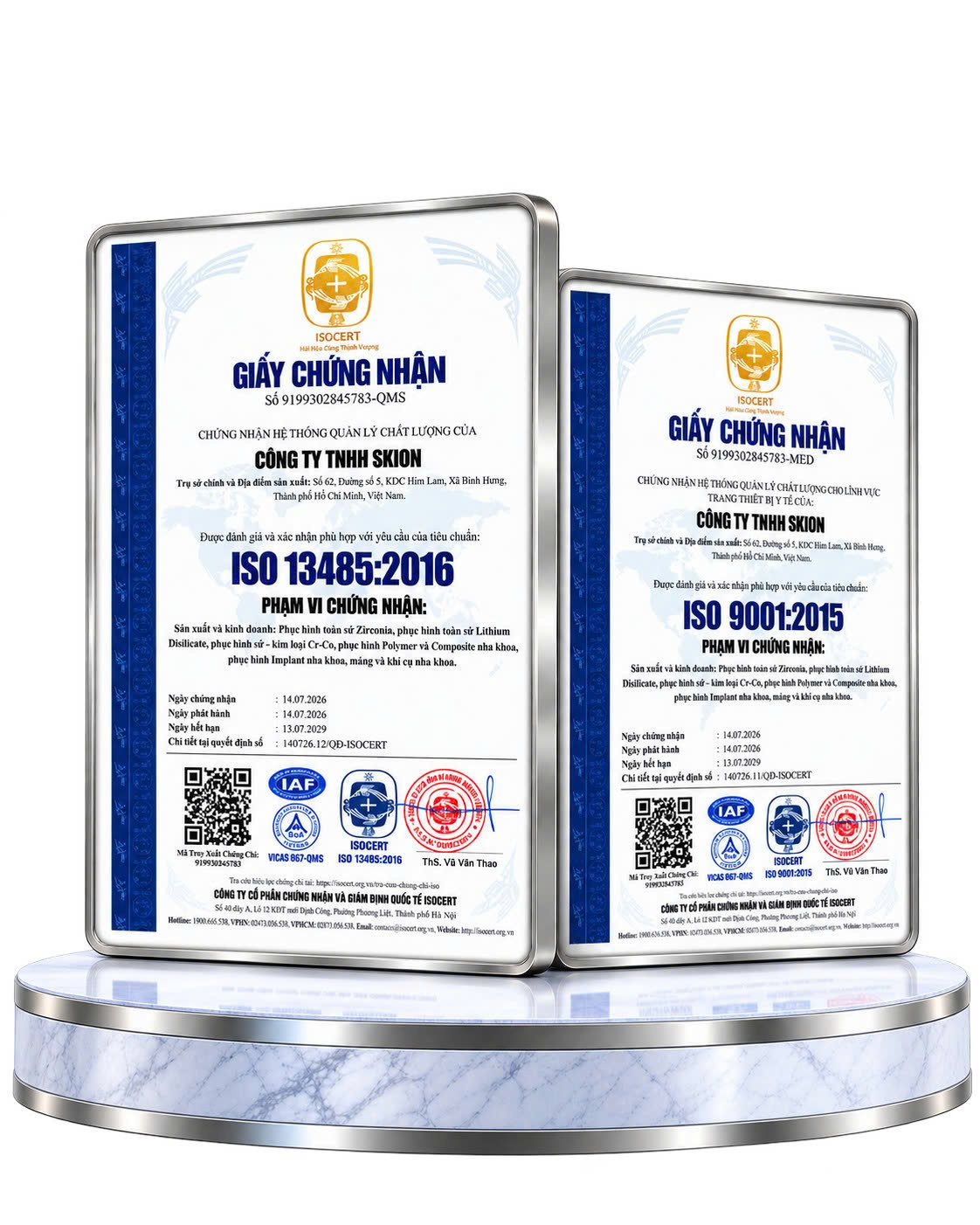 Hai chứng nhận ISO của SKION